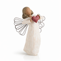 With Love Angel figurine holding a red heart as a heartfelt love gift