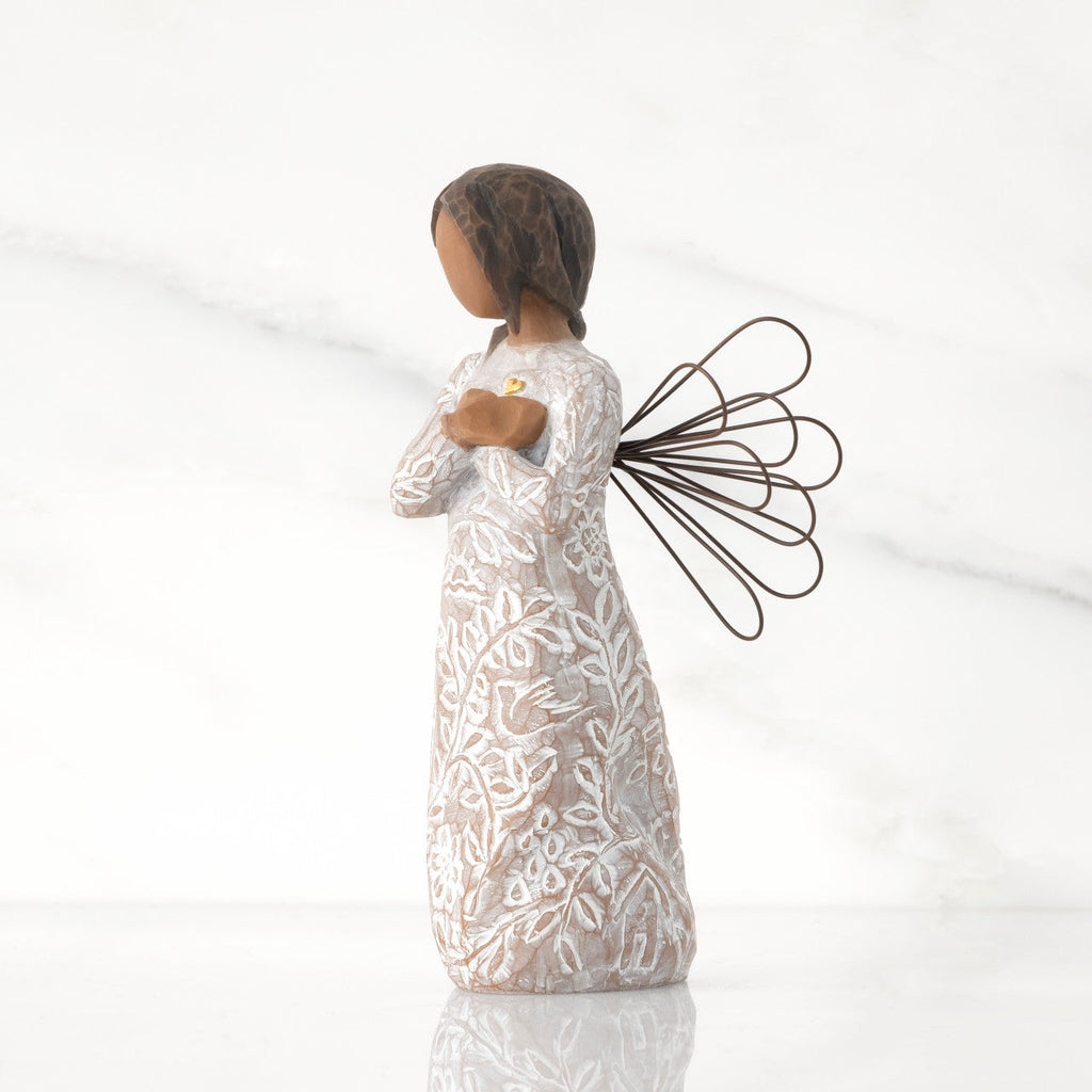 Remembrance Angel darker skin tone as a memorial comfort keepsake gift